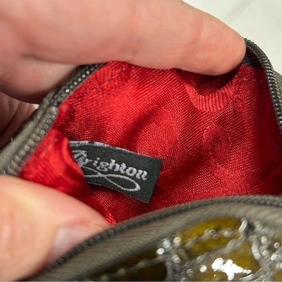 Brighton Coin Purse Brown Pebble Leather with Crocodile trim & heart accent EUC‎ - Picture 10 of 10